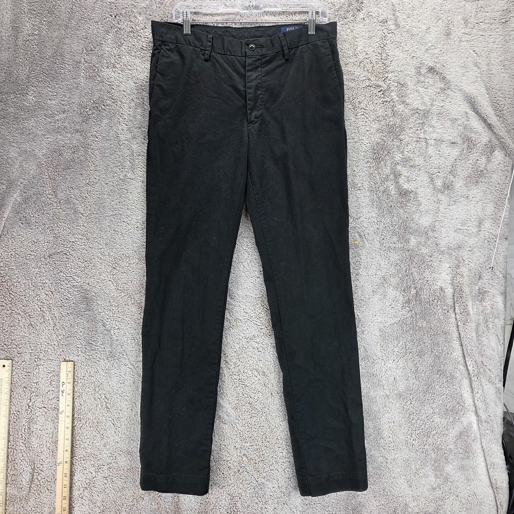 Polo Ralph Lauren Pants Mens 32x32 Black Stretch Slim Fit Chino Casual Zip Fly